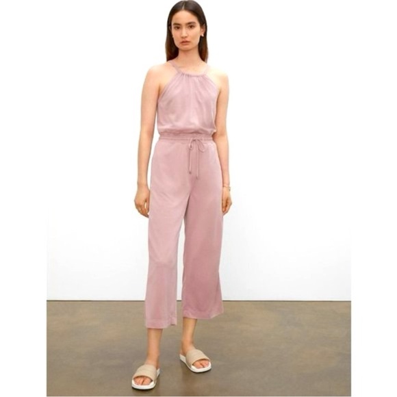 Club Monaco Pink Rose Soft Modal Elastic Waist Jumpsuit - Picture 1 of 8